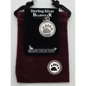 Vintage Bearwear Sterling Silver Paw Print‎ pendant  Boyds Collection #0306